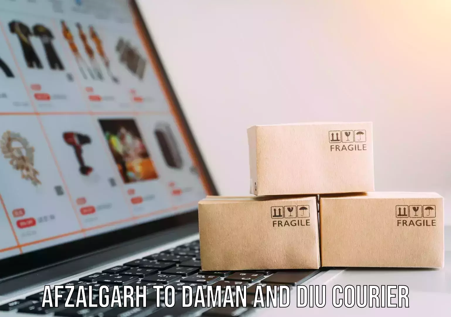 High-speed parcel service in Afzalgarh to Daman and Diu