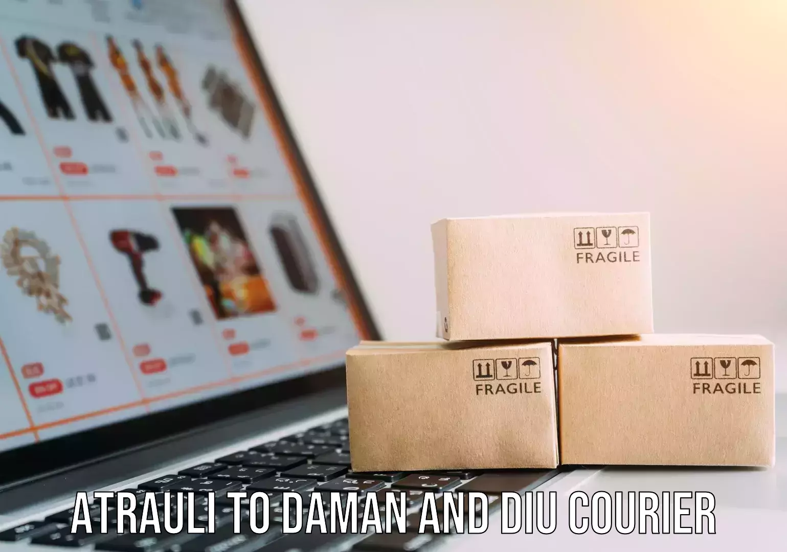 Domestic delivery options Atrauli to Daman and Diu