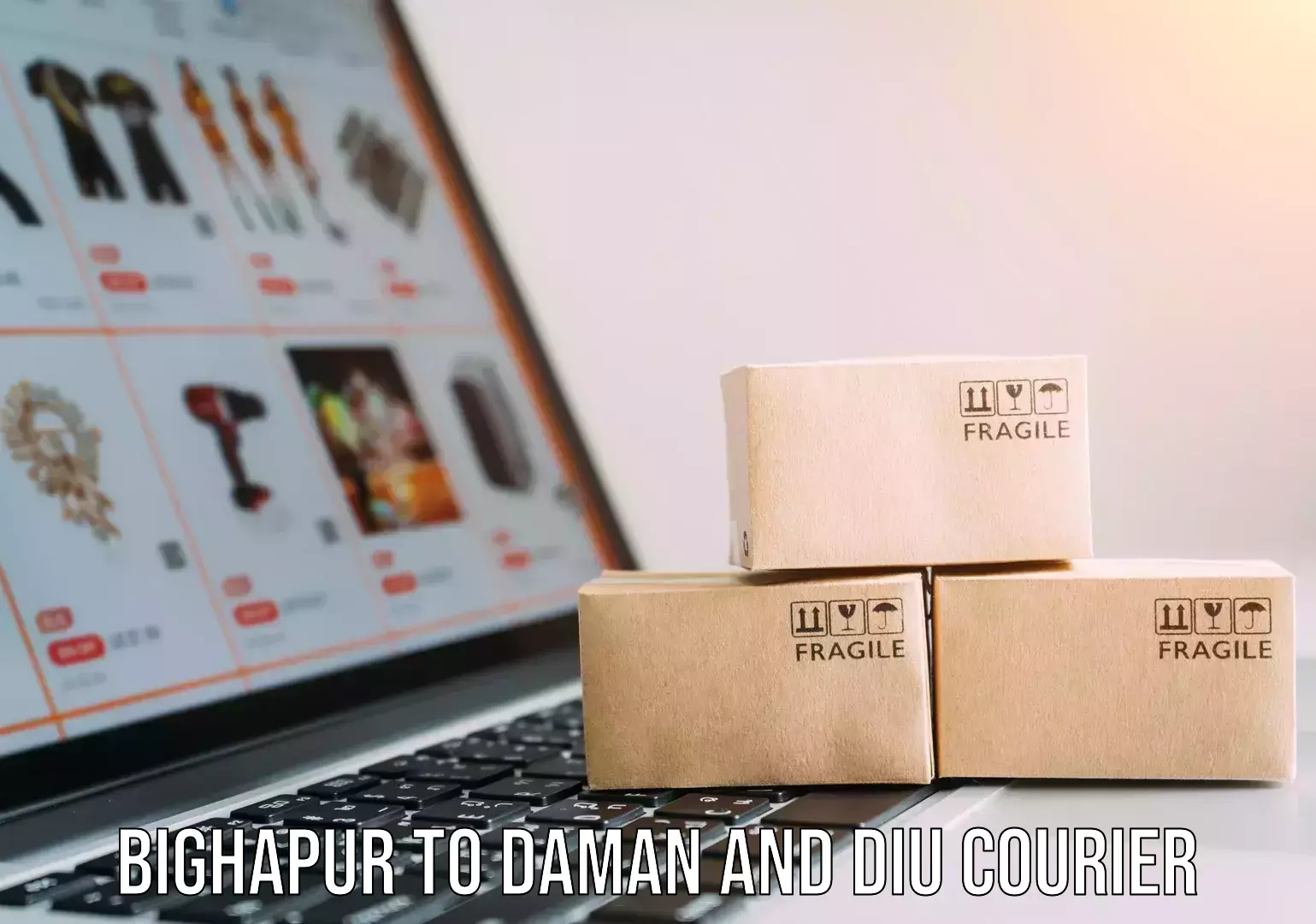 Same-day delivery options Bighapur to Daman and Diu