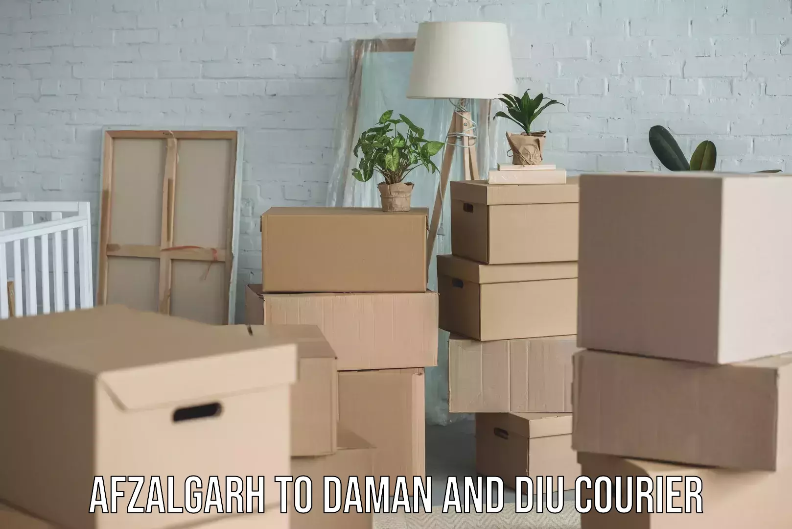 Courier rate comparison Afzalgarh to Daman and Diu