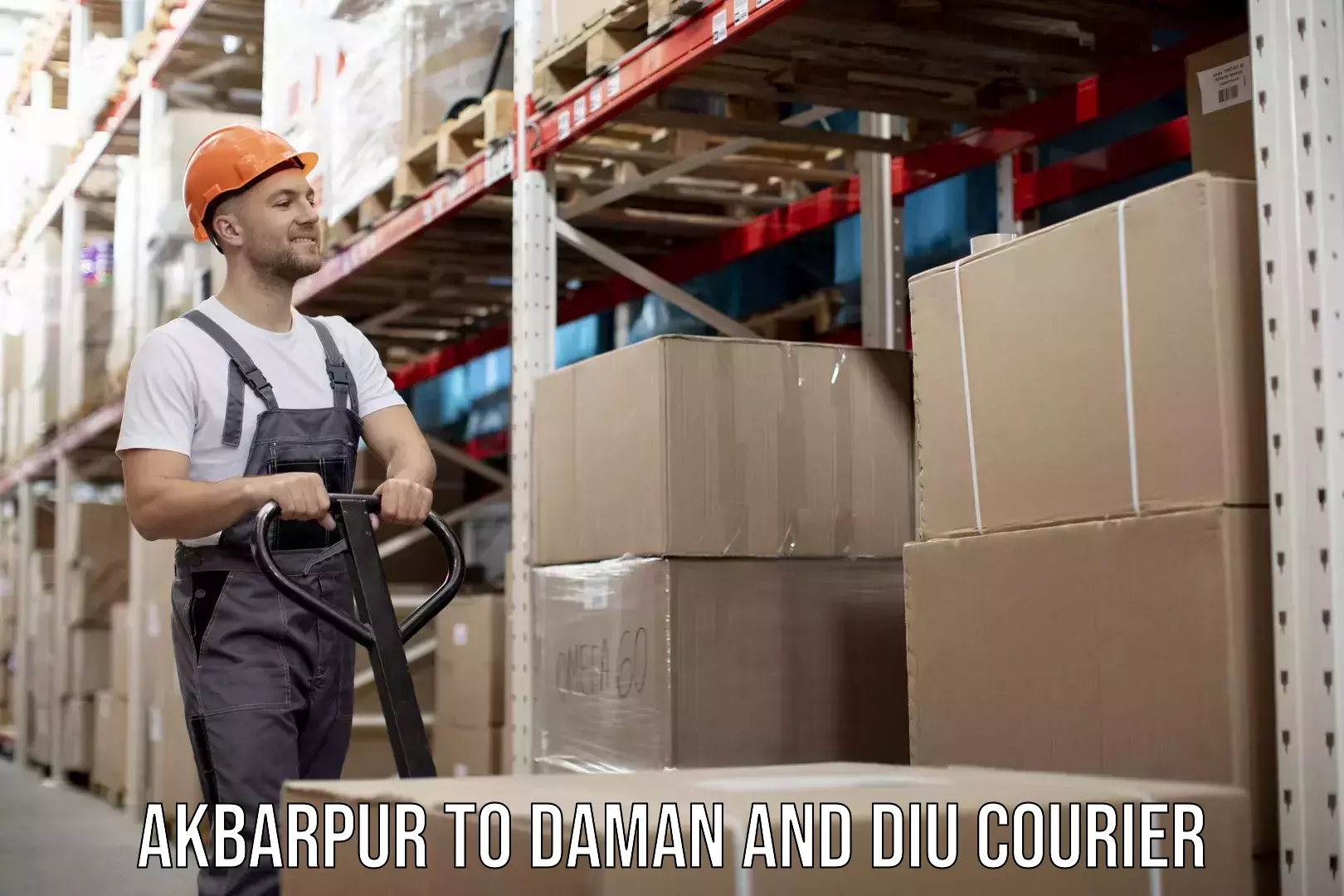 Courier rate comparison Akbarpur to Daman and Diu