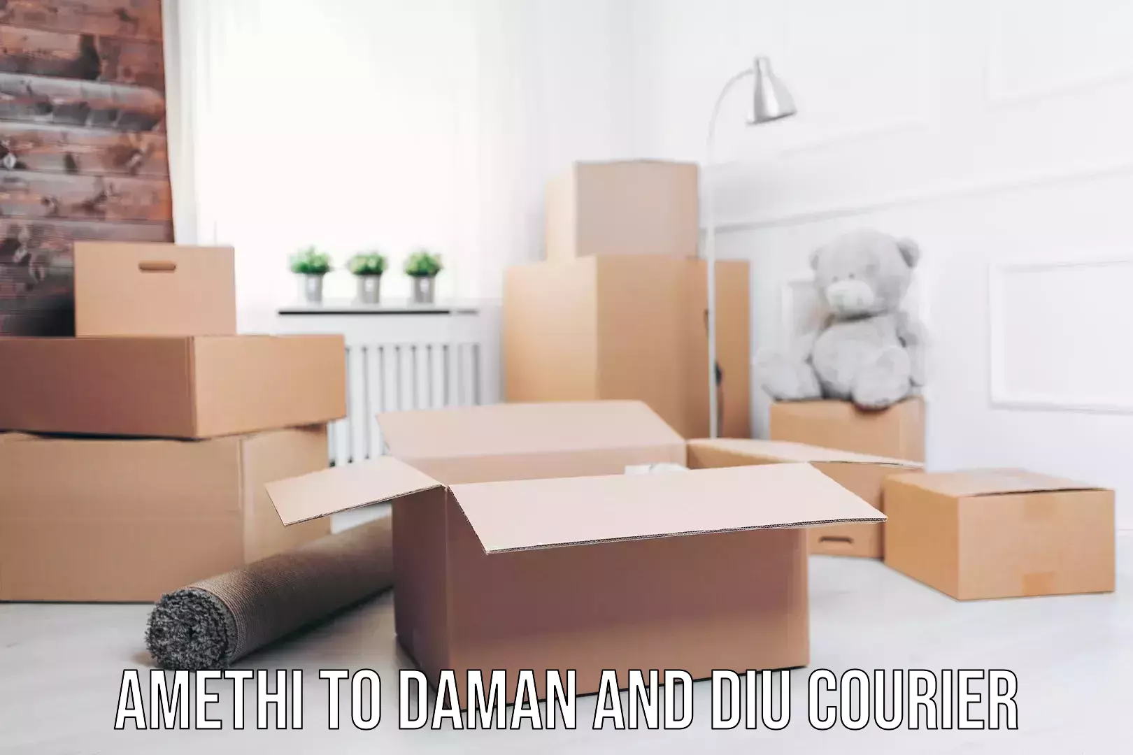Global parcel delivery Amethi to Daman and Diu