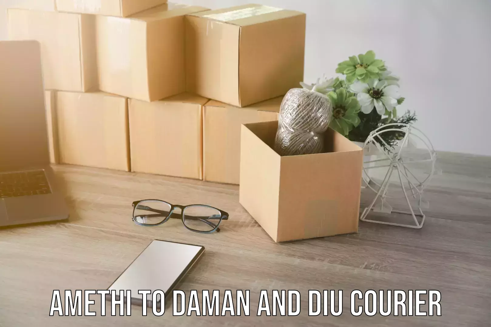 High-priority parcel service Amethi to Daman and Diu