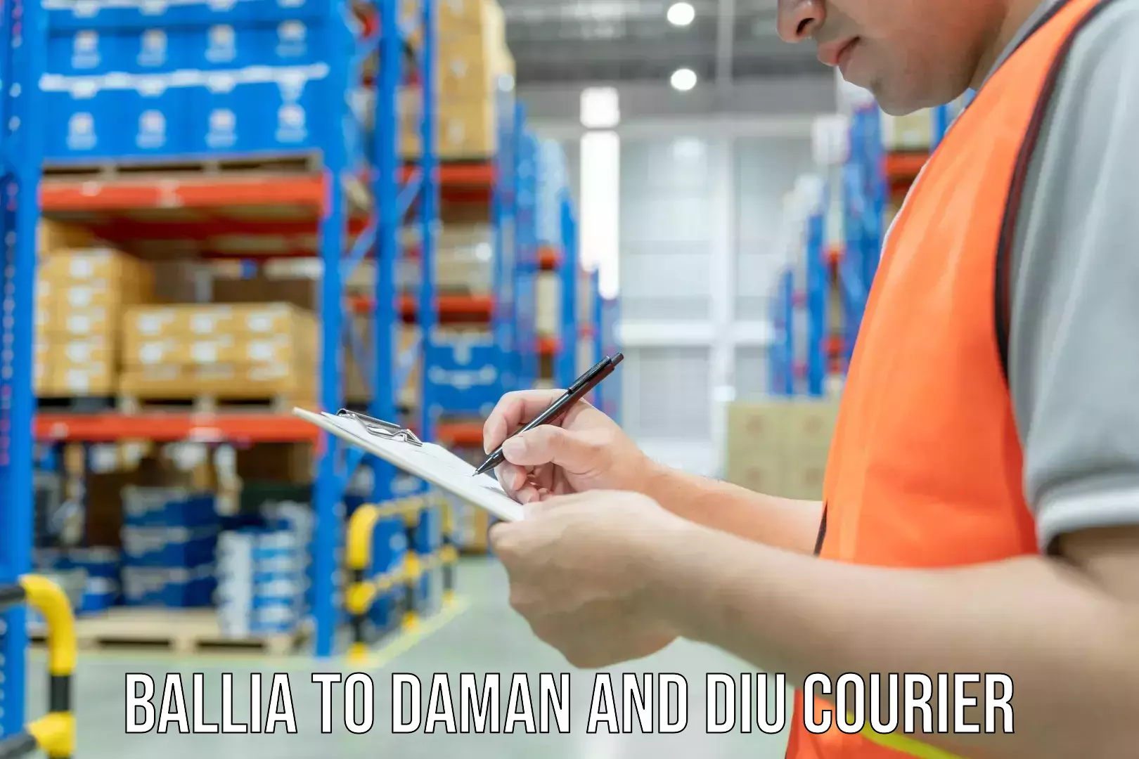 High-priority parcel service Ballia to Daman and Diu
