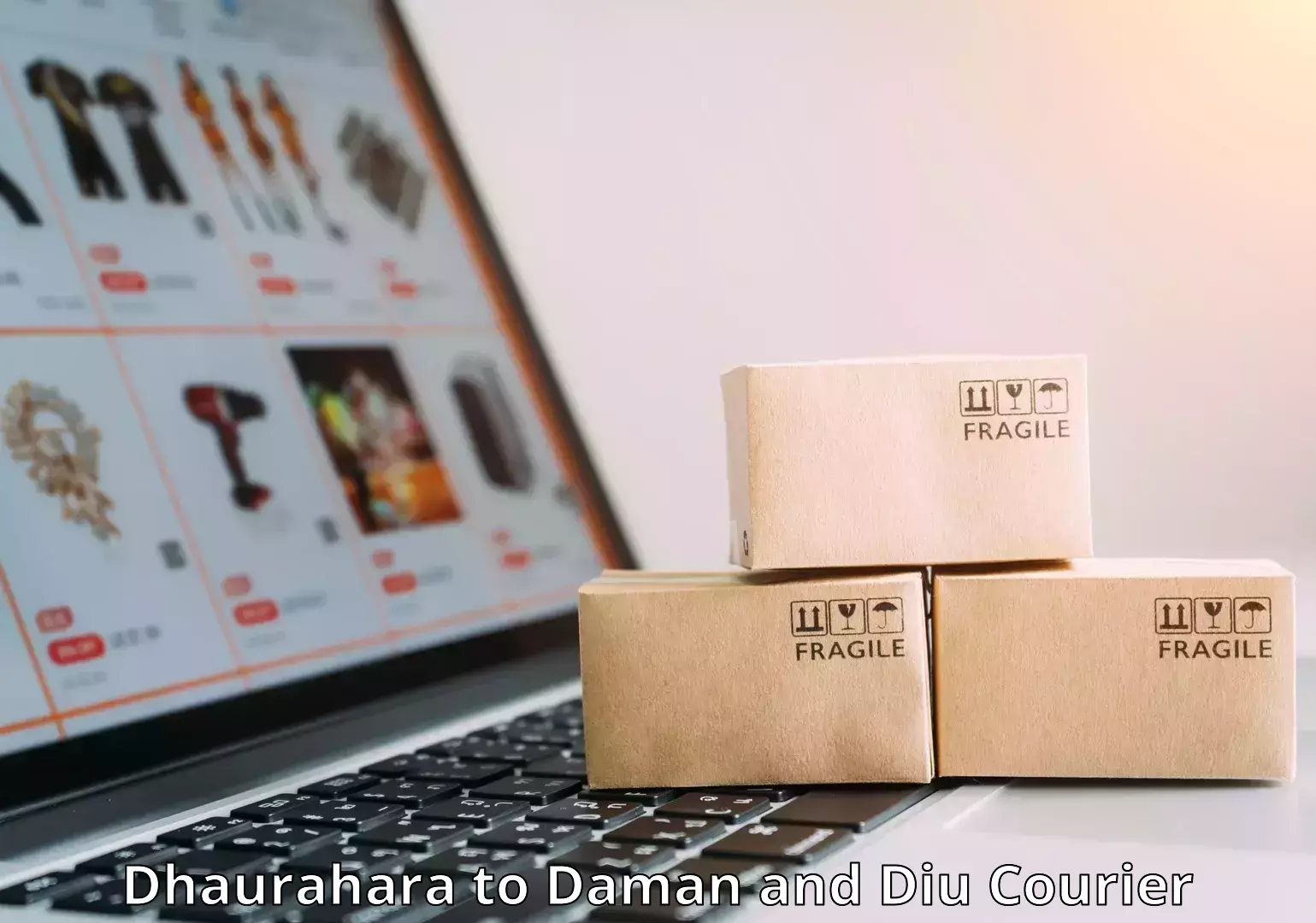 Baggage shipping optimization Dhaurahara to Daman and Diu