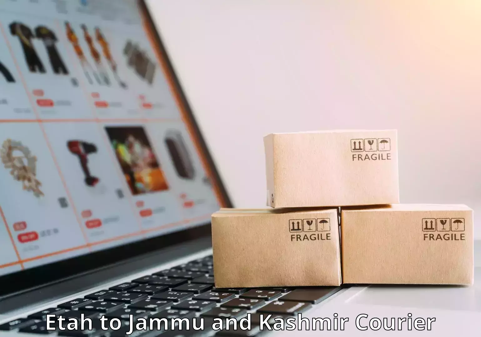 Overnight luggage courier Etah to Jammu and Kashmir