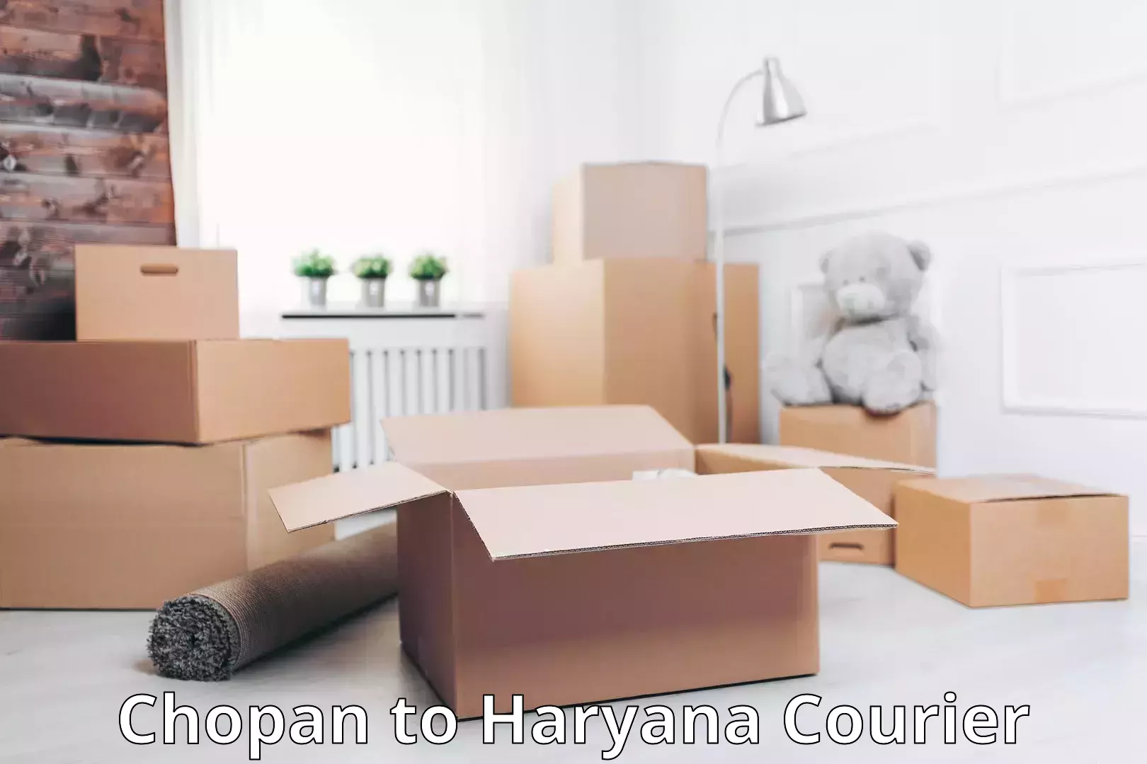 Affordable luggage courier in Chopan to Haryana
