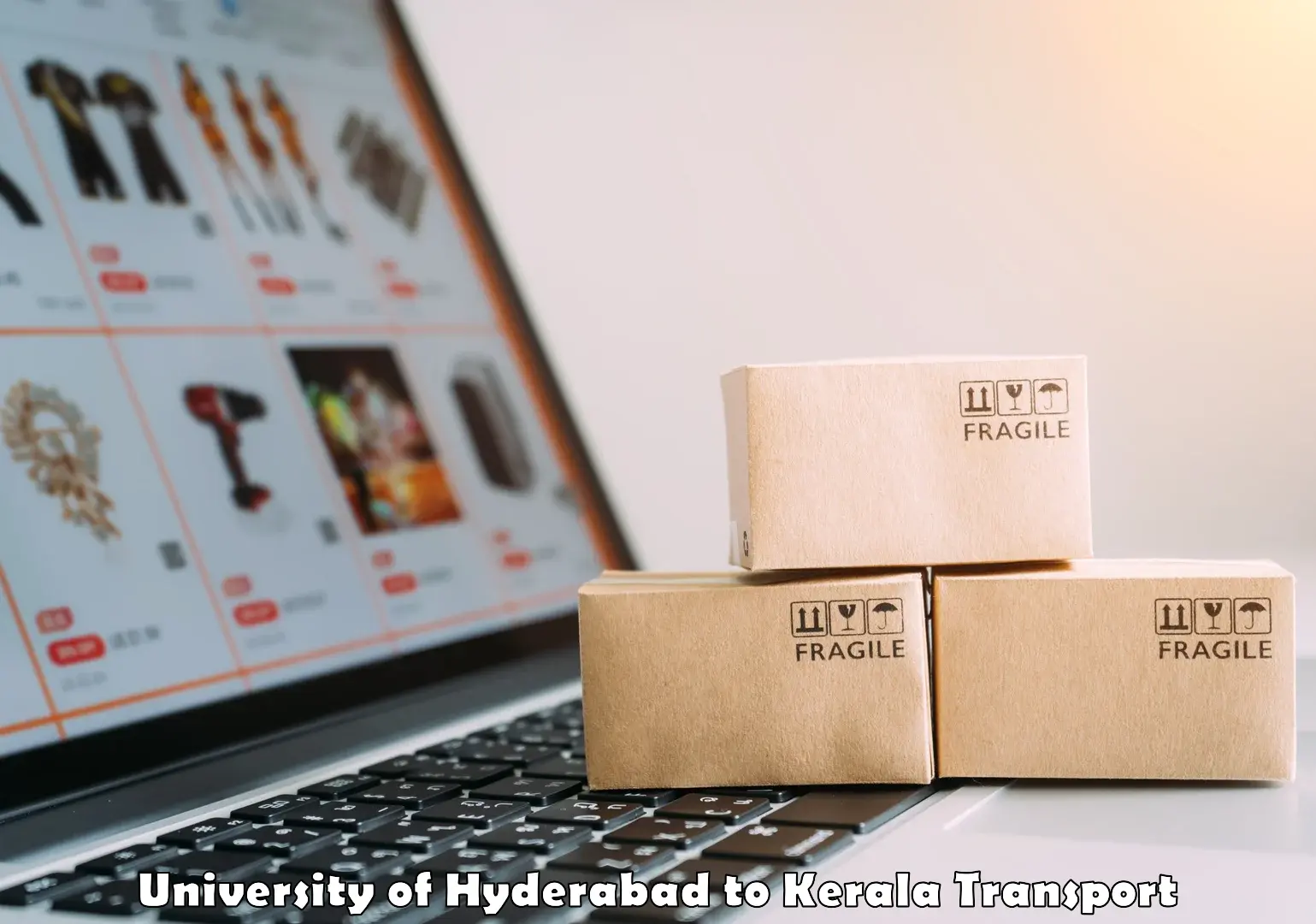 Online transport service University of Hyderabad to Kerala