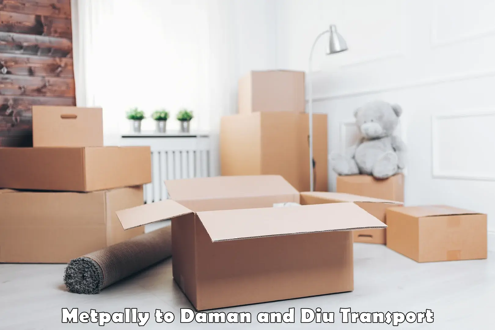 Cargo transportation services in Metpally to Daman and Diu